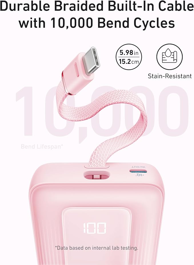 Anker Zolo Power Bank (20K, 30W, Built-In USB-C Cable)