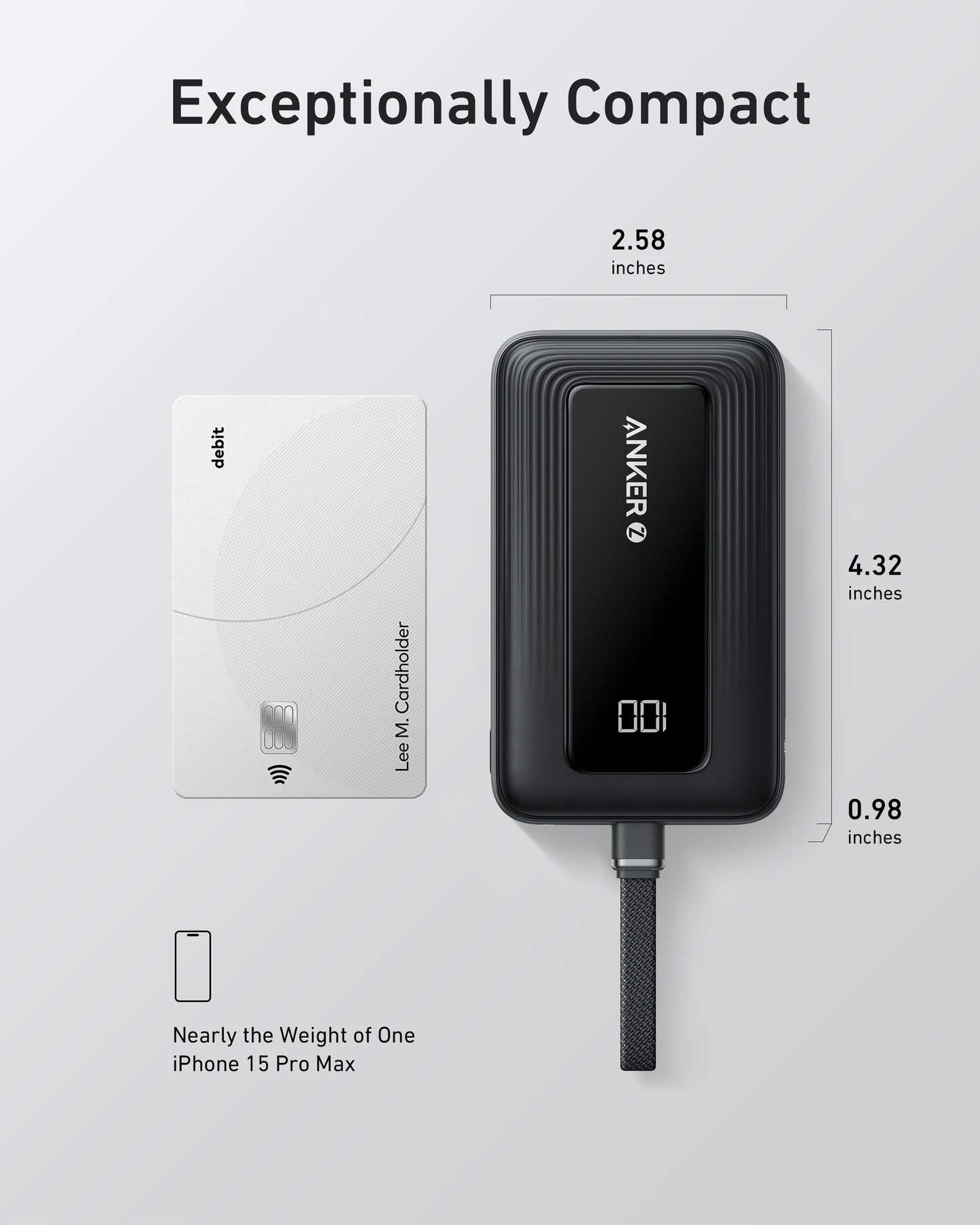 Anker Zolo Power Bank (10K, 30W, Built-In USB-C Cable)