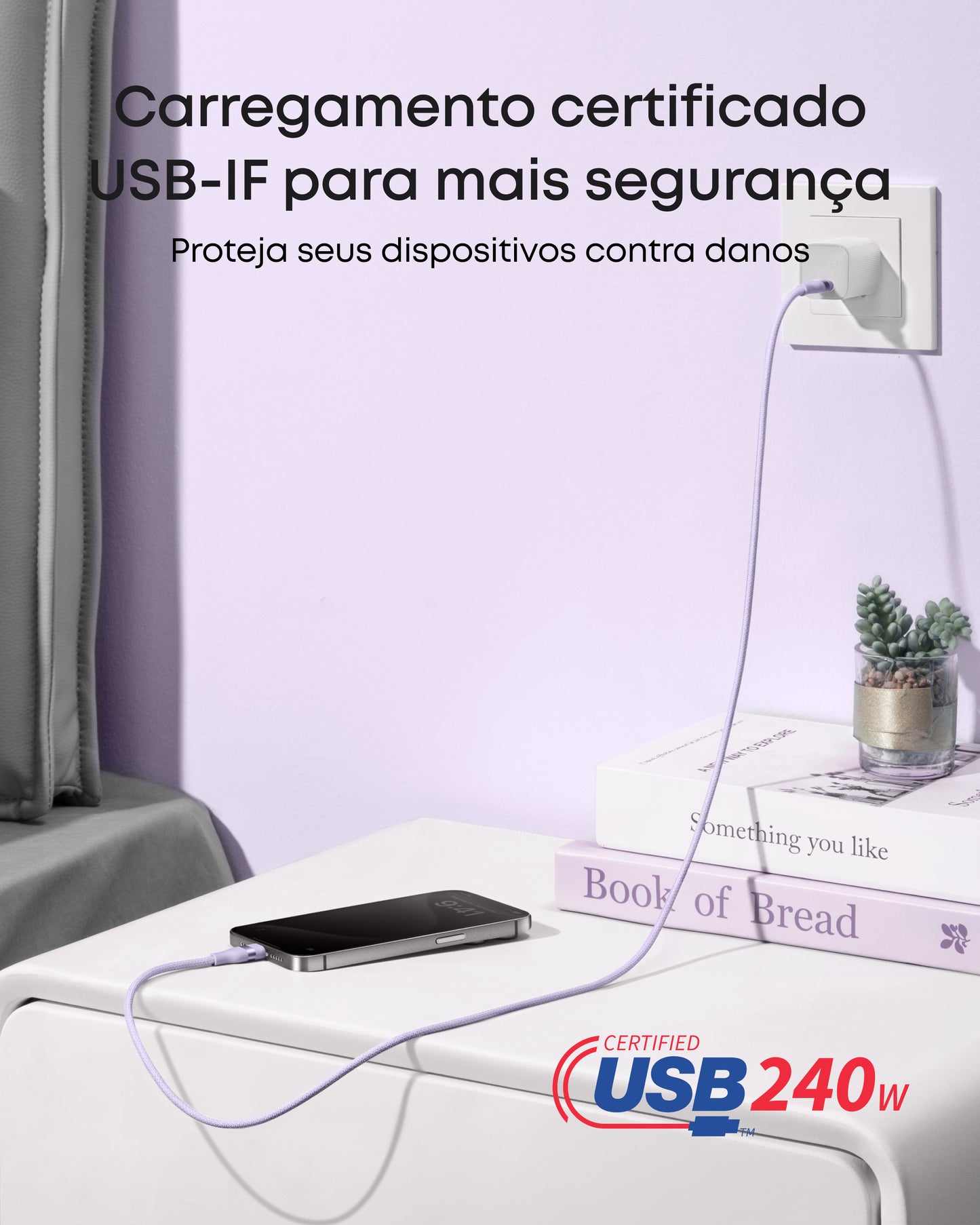 Câble Anker USB-C vers USB-C (3 / 6 pieds - 1 / 2 m, 240 W, tressé recyclé)