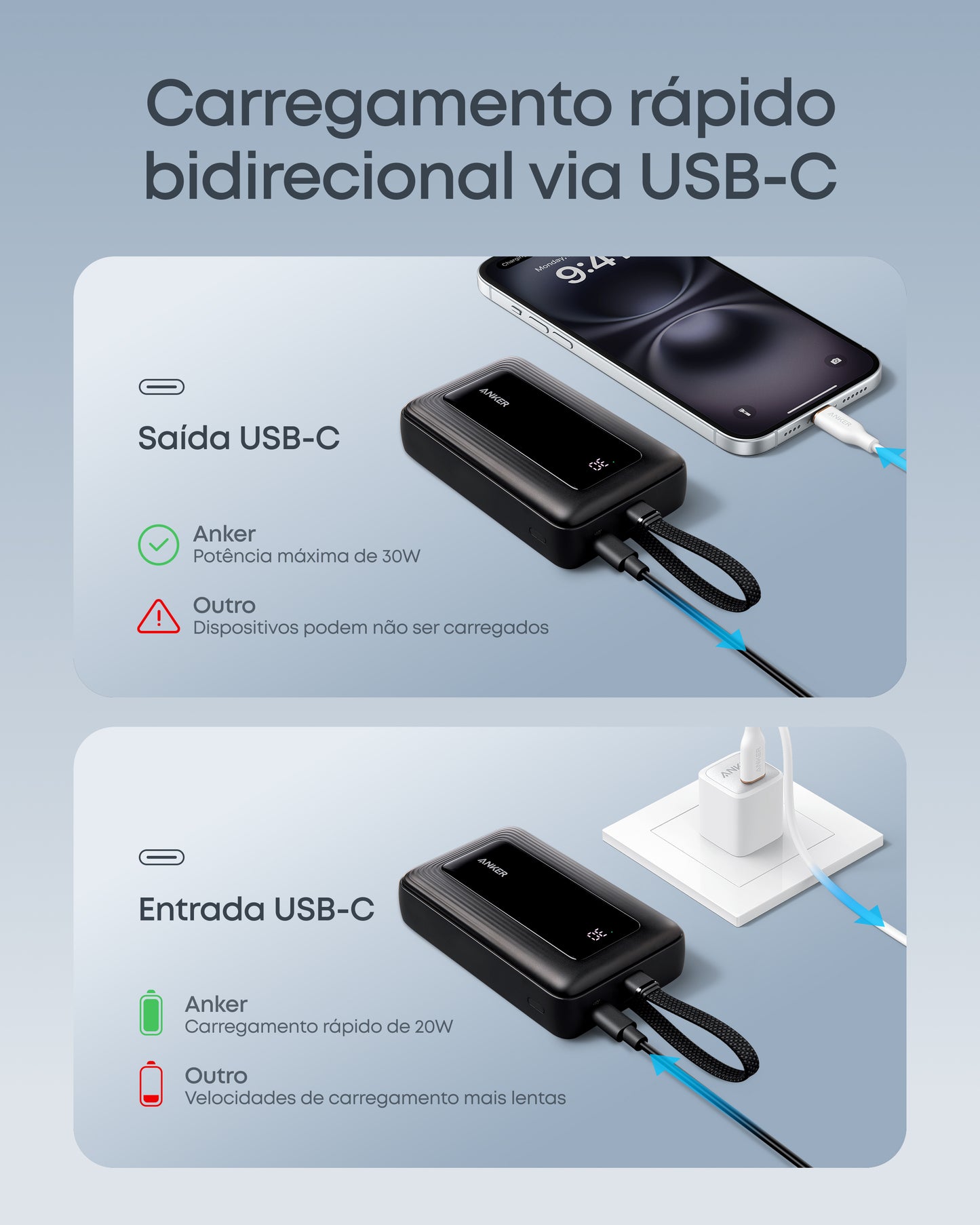 Anker Zolo Power Bank (10K, 30W, Built-In USB-C Cable)
