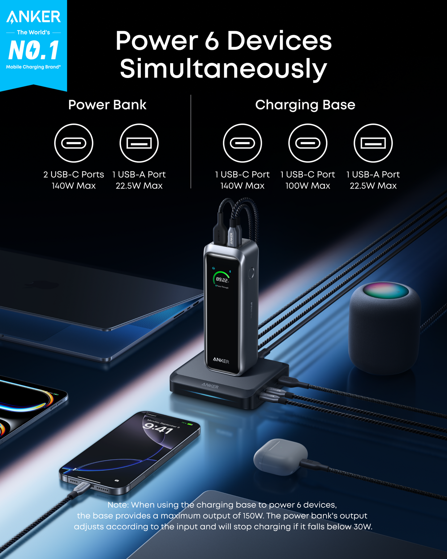 Anker Prime Power Bank (20K, 220W) with Charging Base