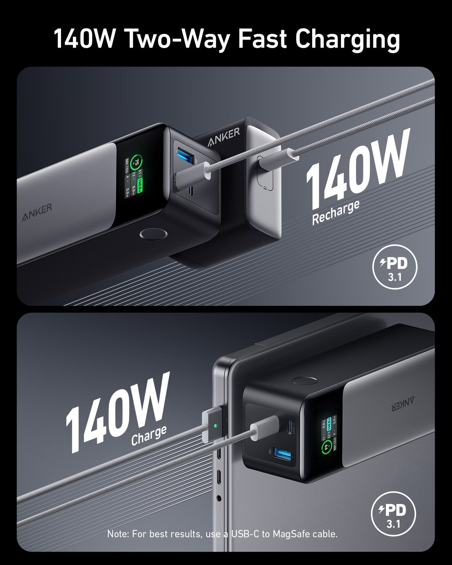 Refurbished Anker 24K Power Bank and Anker Prime Charger (100W, 3 Ports, GaN)
