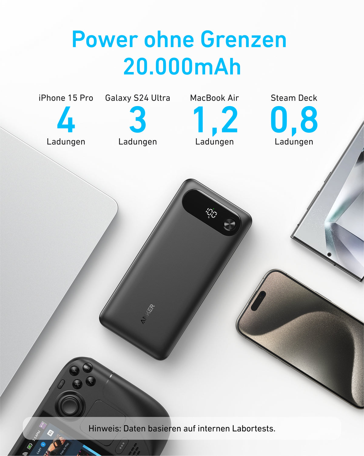 Anker Power Bank (20K, 87W, Built-In USB-C Cable)