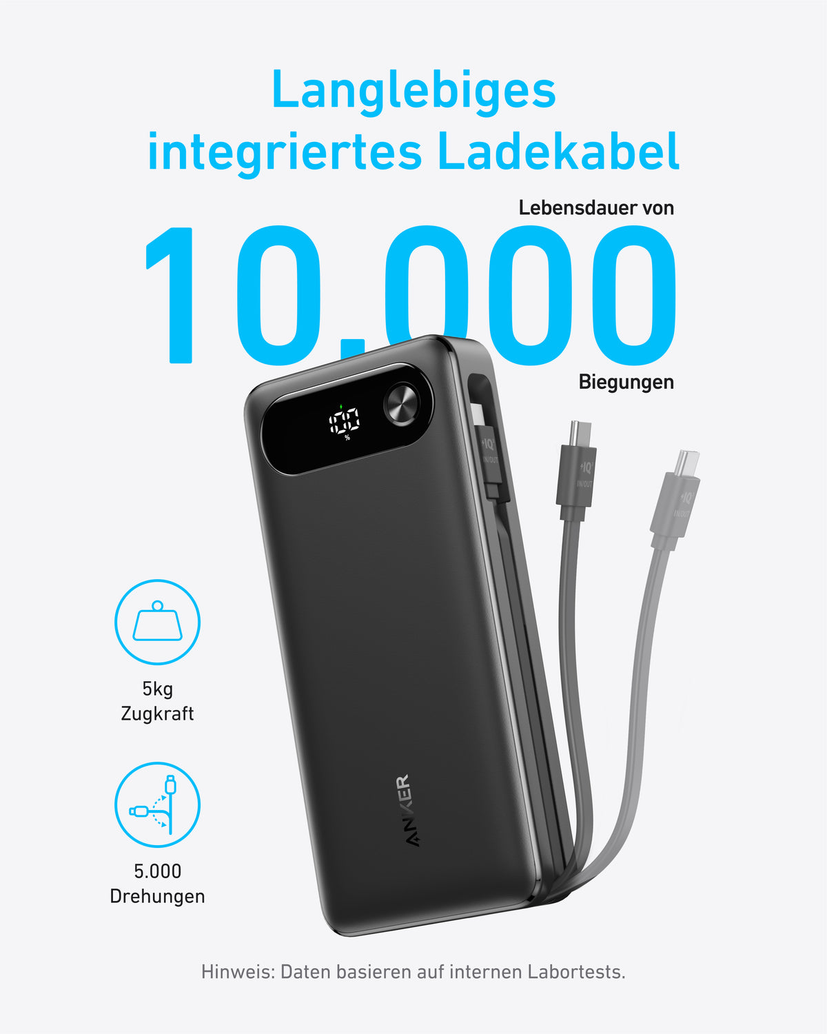 Anker Power Bank (20K, 87W, Built-In USB-C Cable)