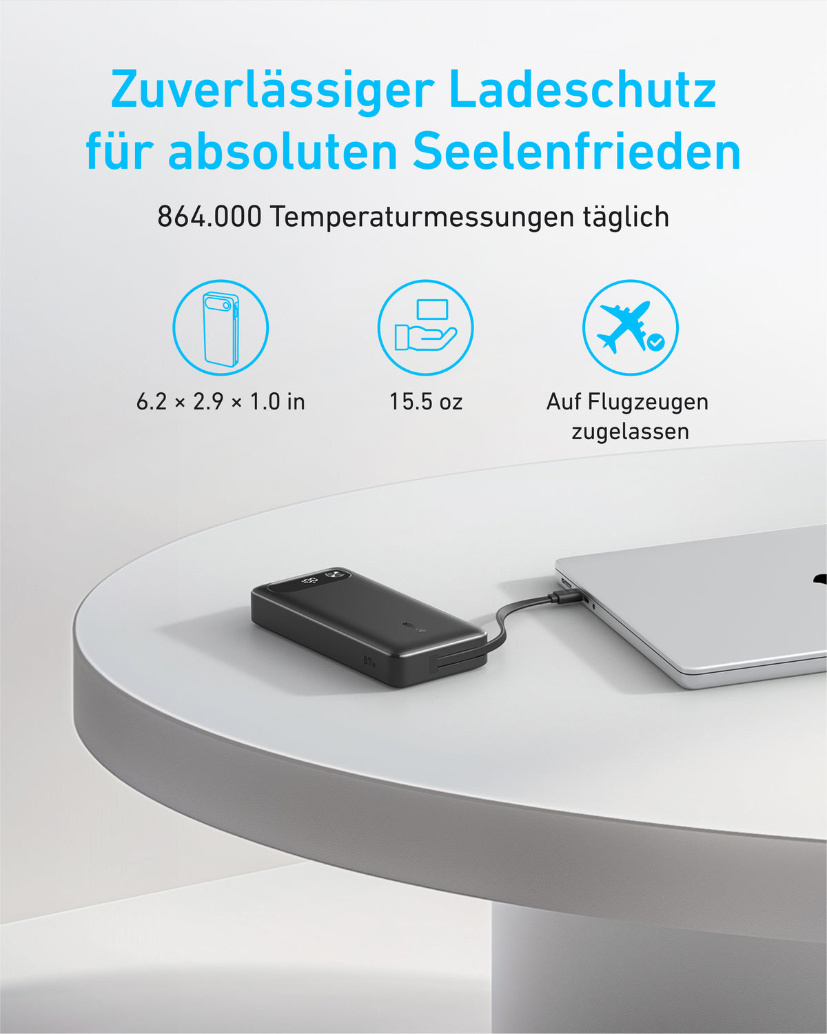 Anker Power Bank (20K, 87W, Built-In USB-C Cable)