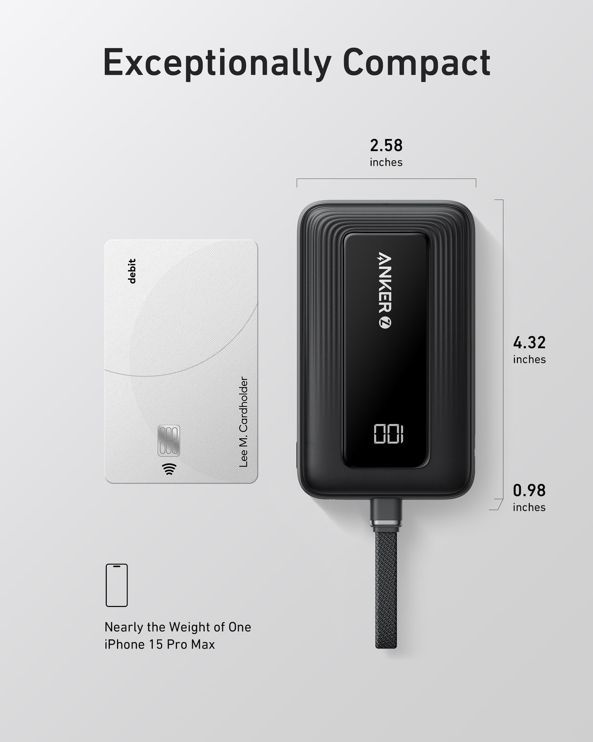 Anker Zolo Power Bank (10K, 30W, Built-In USB-C Cable)