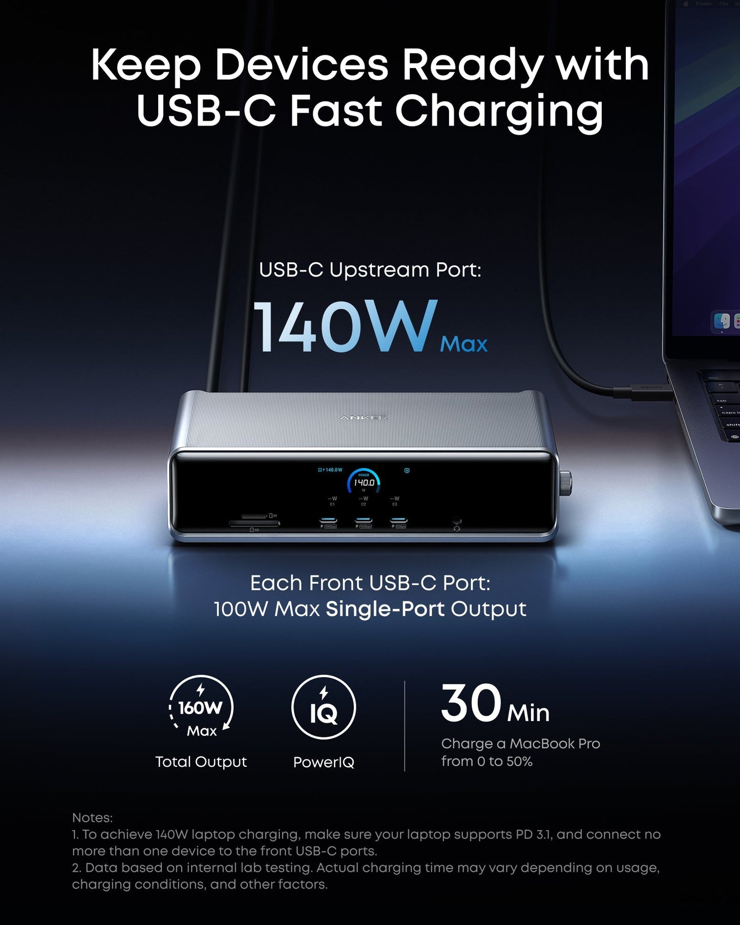 Anker Prime Docking Station (14-in-1, Triple Display, DisplayLink) with DL7400