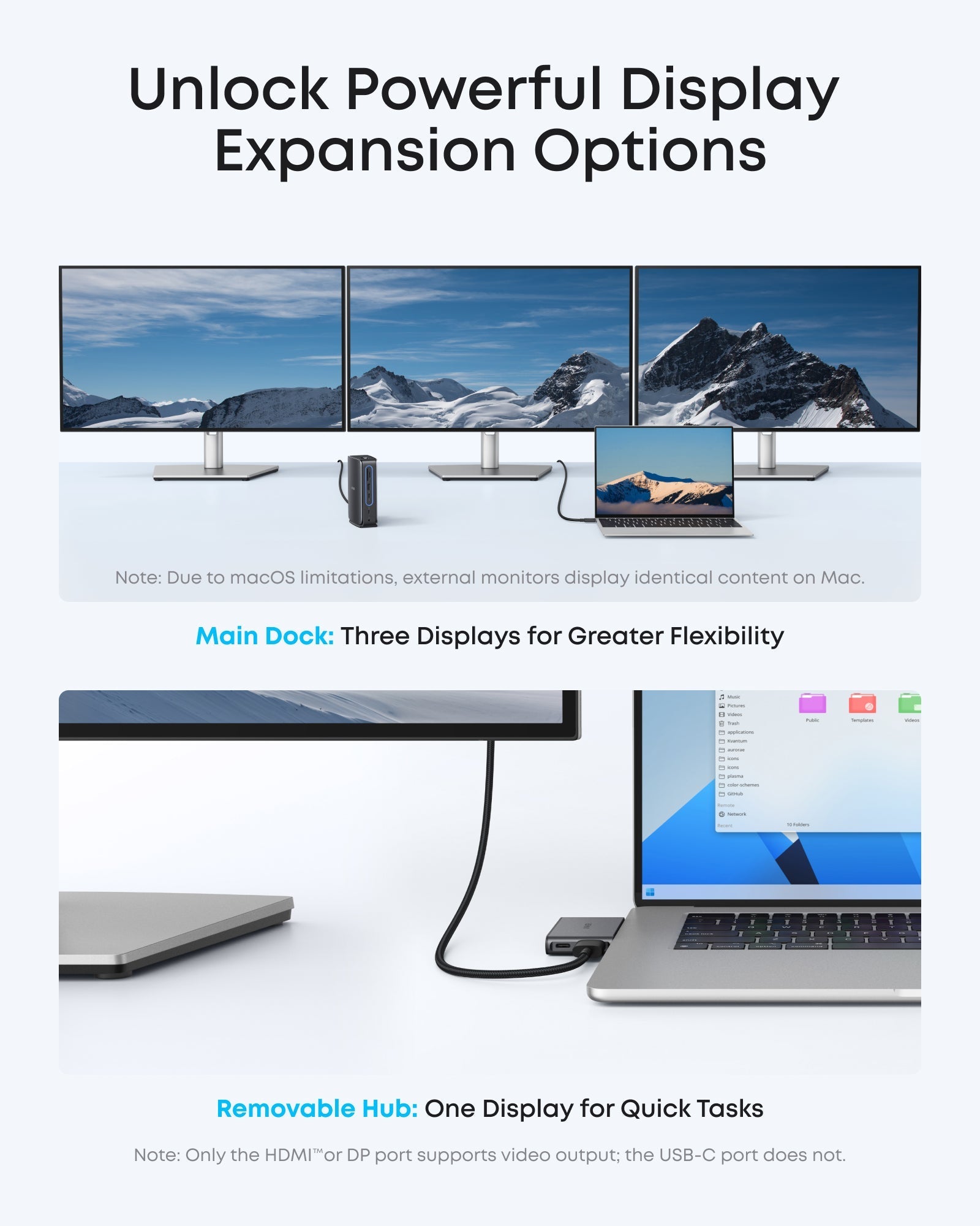 Anker dock with three extended displays for flexibility