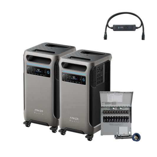 2× Anker SOLIX F3800 + Double Power Hub + Home Backup Kit (Transfer Switch + Cable)