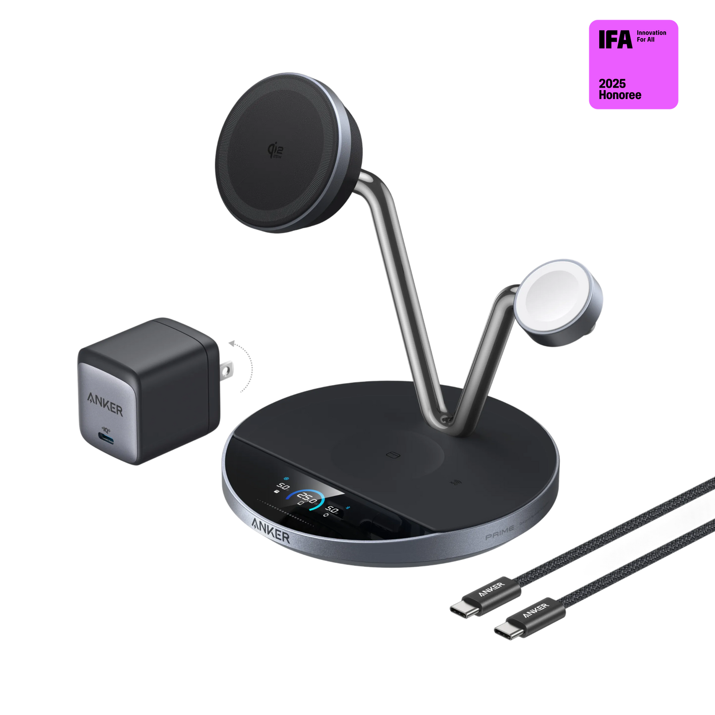 Anker Prime Wireless Charging Station (3-in-1, MagGo, AirCool, Dock Stand)