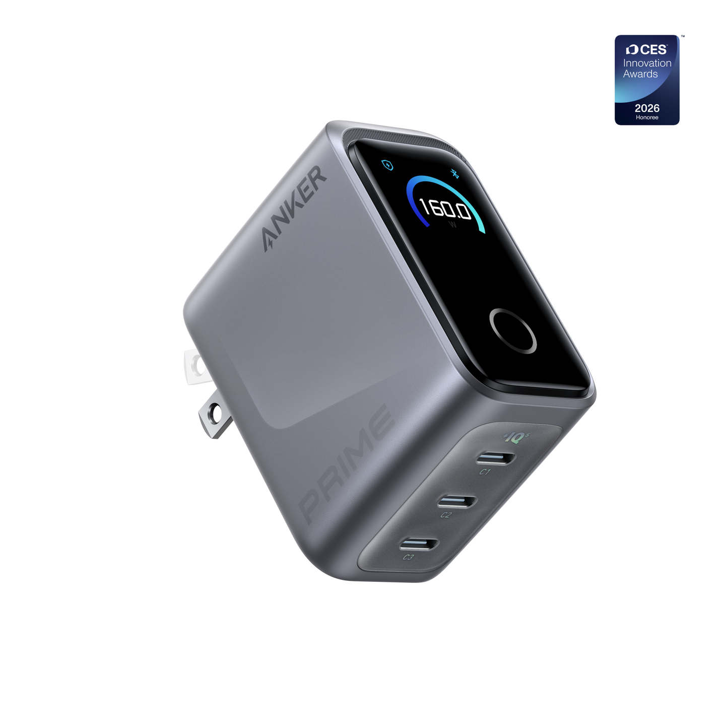 Anker Prime Charger (160W, 3 Ports, Smart Display)