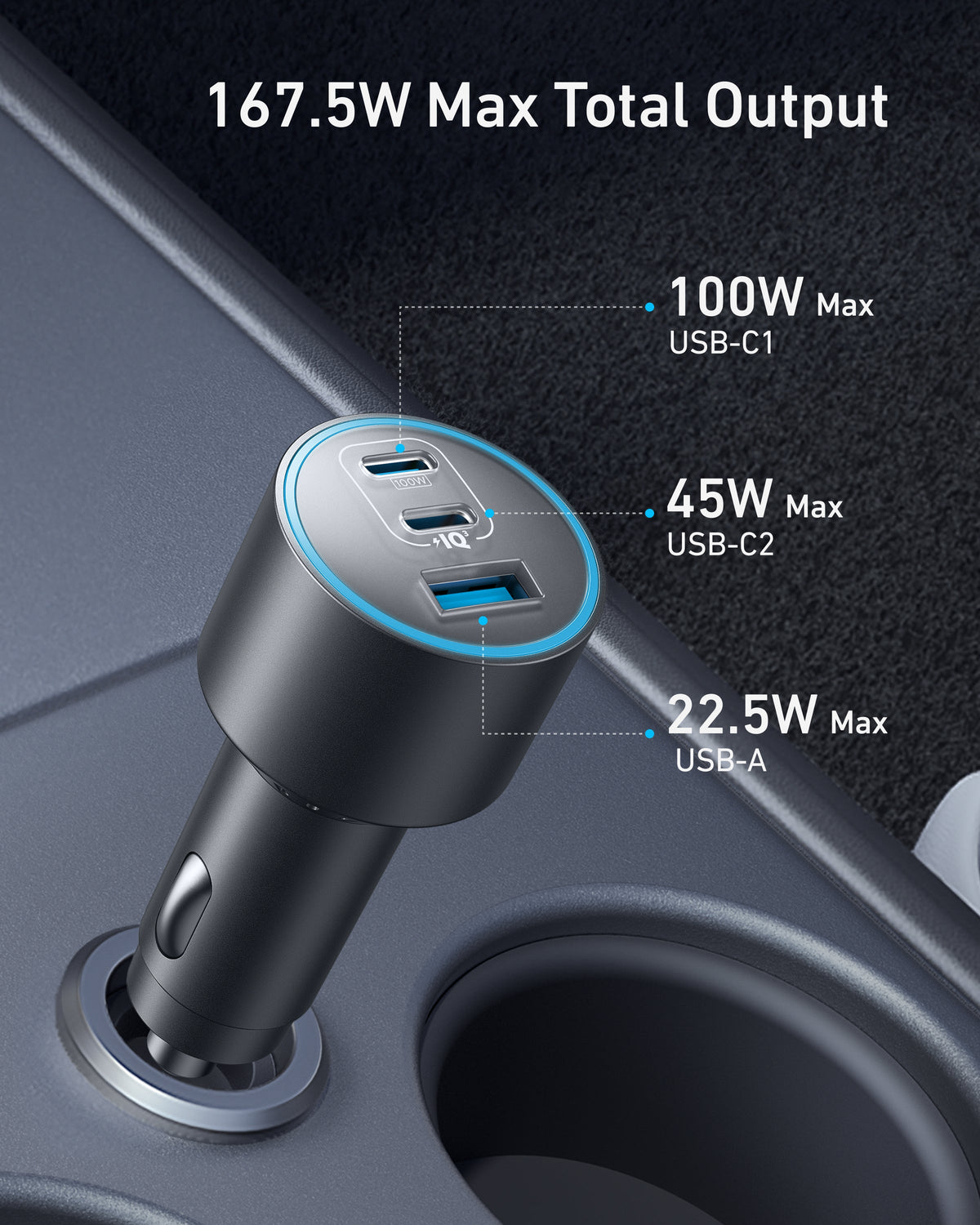 Anker Nano Car Charger (167.5W, 3 Ports)