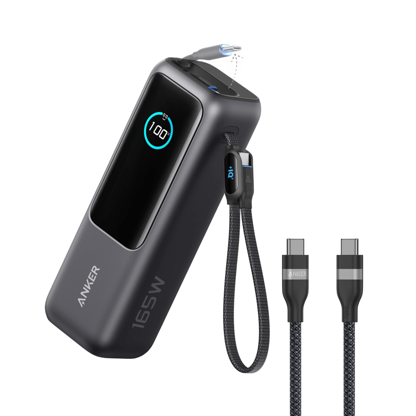 Anker Power Bank (25K, 165W, Built-In Cables) with 240W USB-C Cable