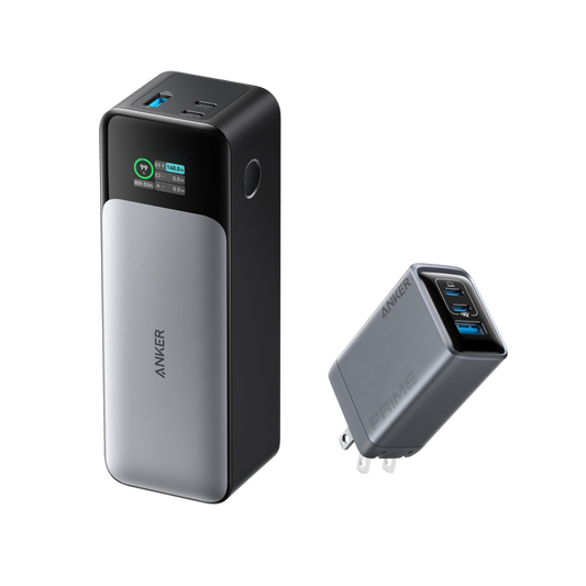 Refurbished Anker 24K Power Bank and Anker Prime Charger (100W, 3 Ports, GaN)