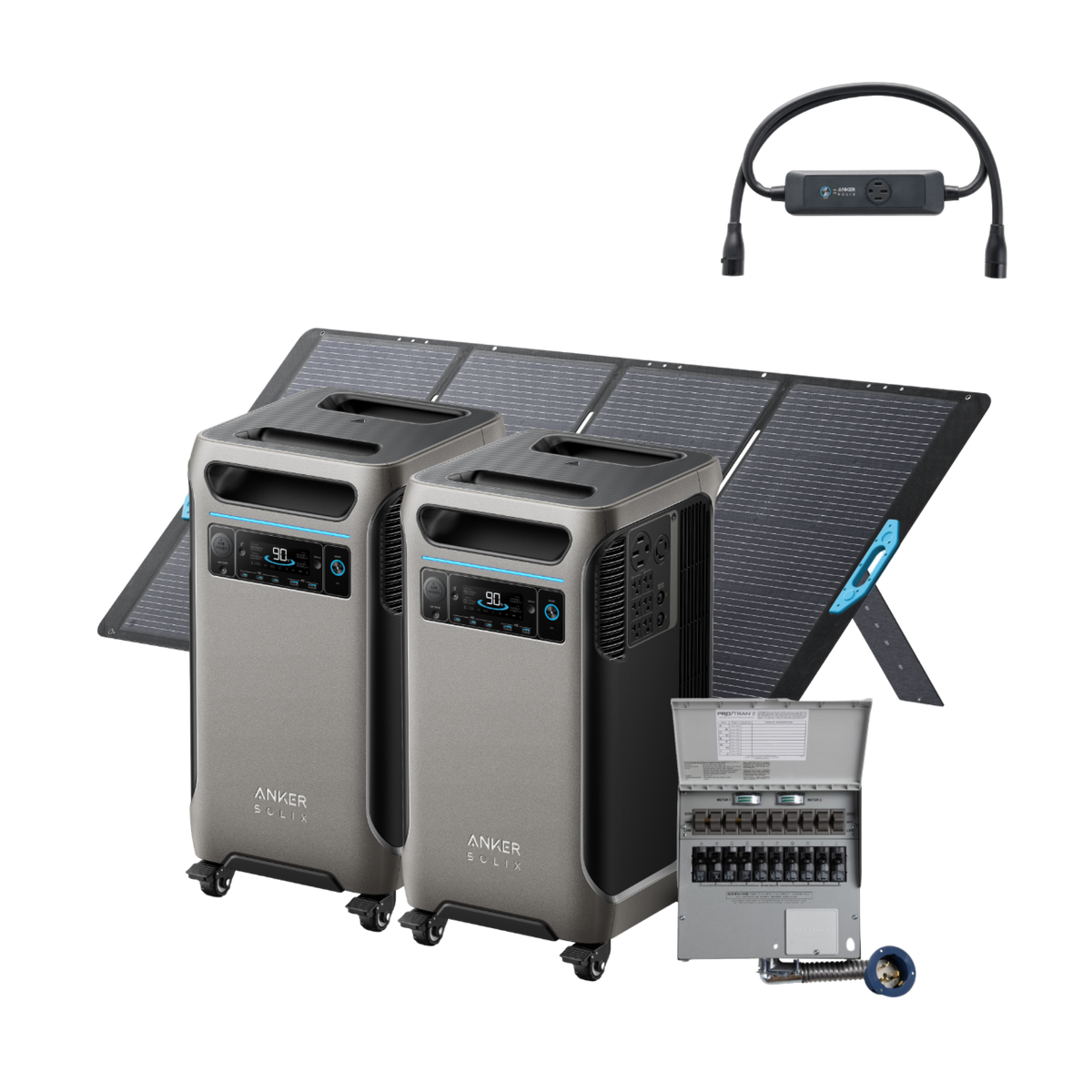 2× Anker SOLIX &lt;b&gt;F3800&lt;/b&gt; + Double Power Hub + Home Backup Kit + 400W Solar Panel
