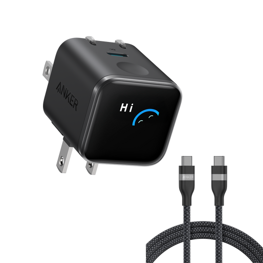 Anker Nano Charger (45W, Smart Display, 180° Foldable) with 6ft USB-C Cable