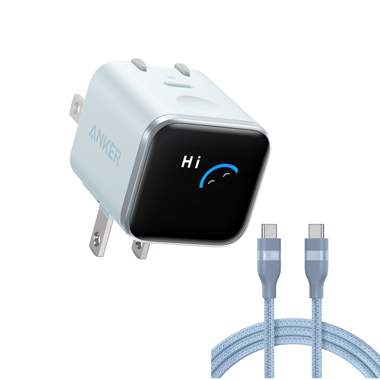 Anker Nano Charger (45W, Smart Display, 180° Foldable) with 6ft USB-C Cable