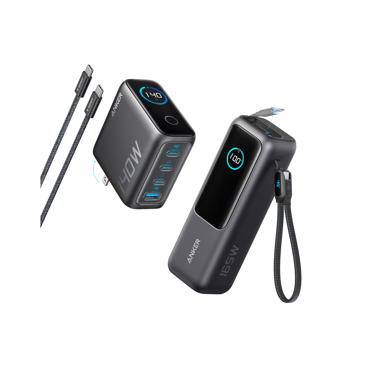 Travel Power Kit | Anker 165W Power Bank and 140W 4-Port Laptop Charger